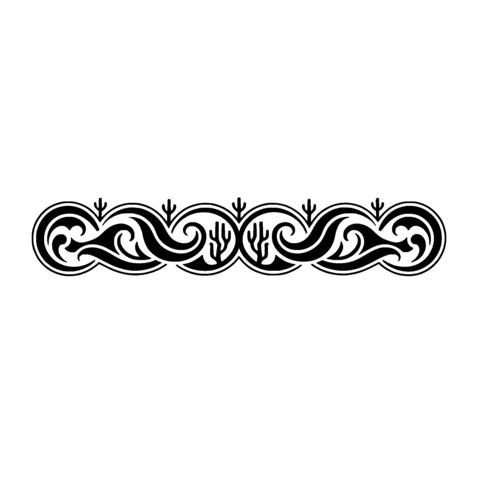 Southwestern Inspired Black and White Ornamental Border. vector