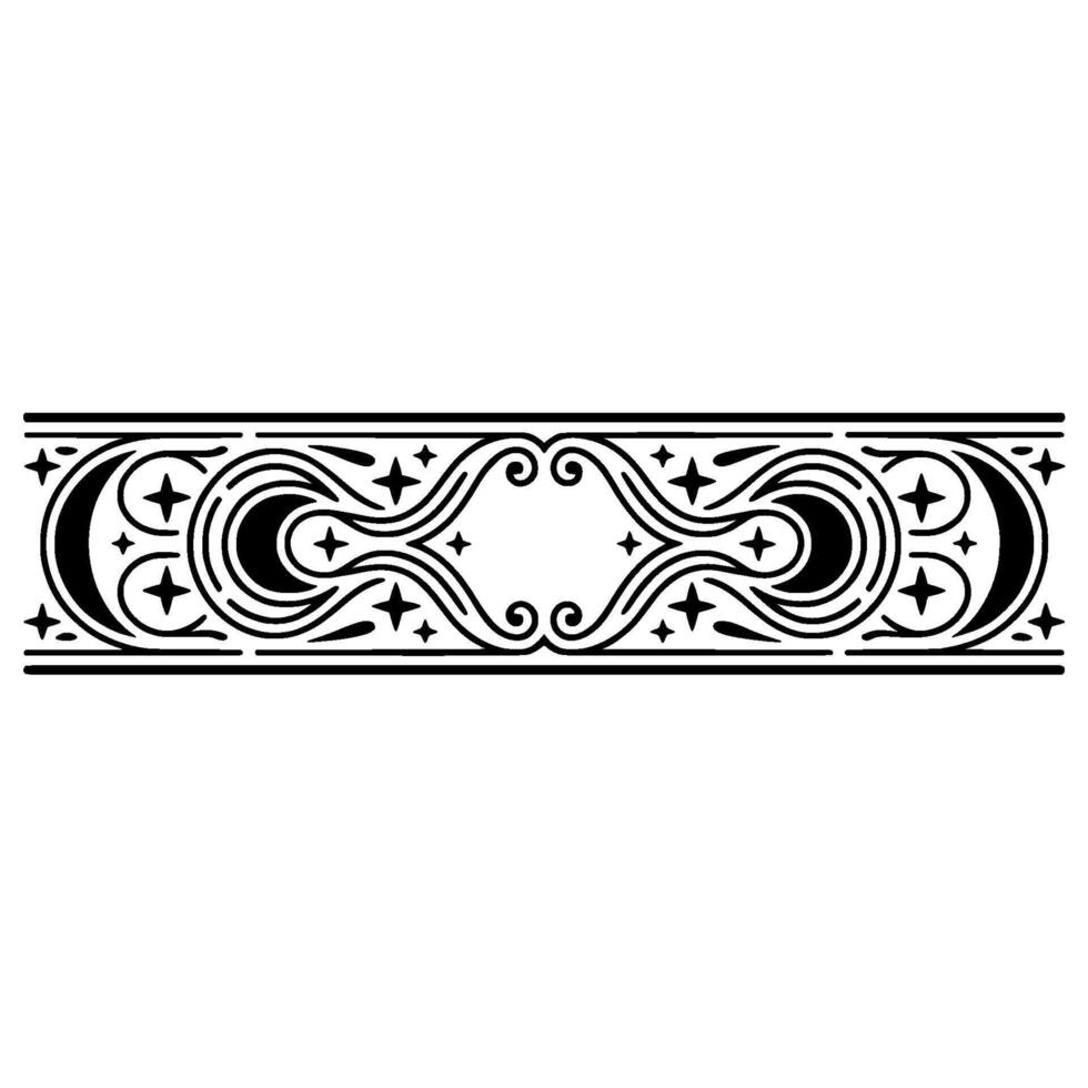 Celestial Border Ornament Minimalist , Moon Star Motif. vector