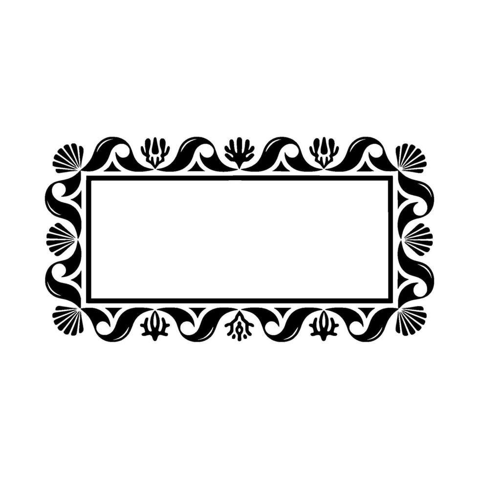 Elegant Black Frame with Decorative Floral Border on Gradient Background. vector