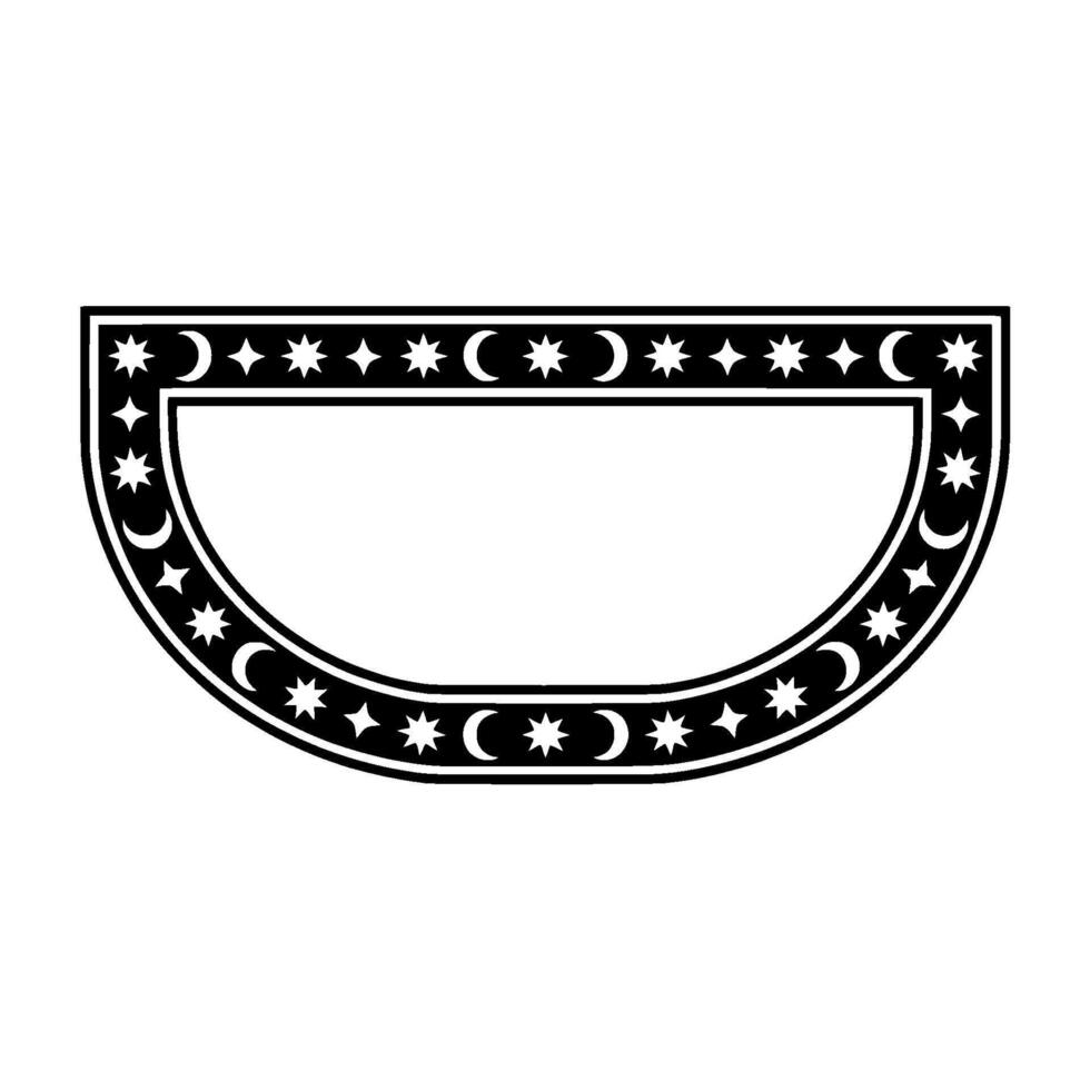 Crescent Moon and Star Frame, Celestial. vector