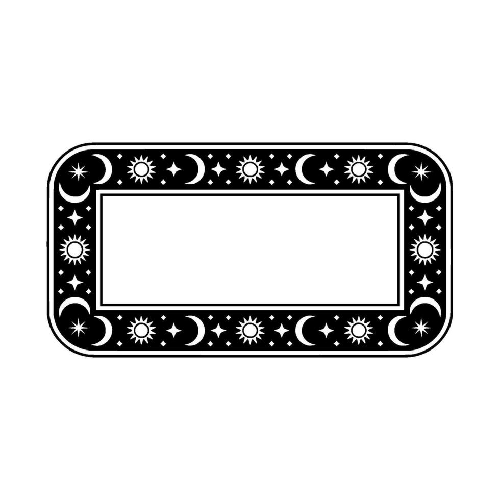 Celestial Frame Sun, Moon, Stars, Geometric , Text Space. vector