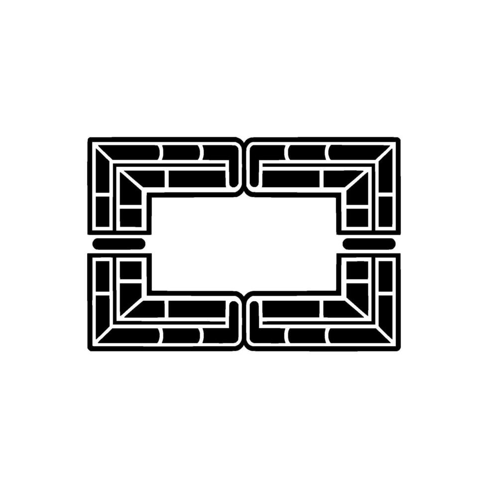 Art Deco Frame, Black White Geometric on White Background. vector