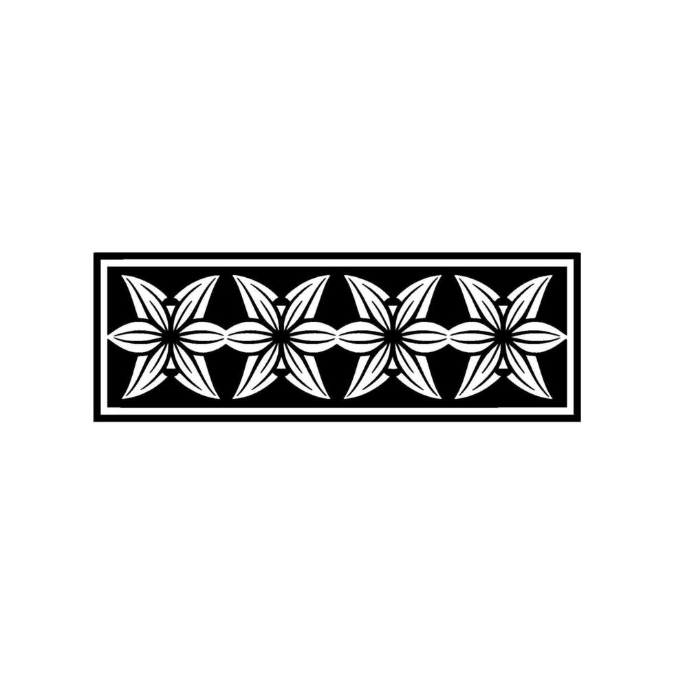 Geometric Floral Border in Black and White, Illustration. vector