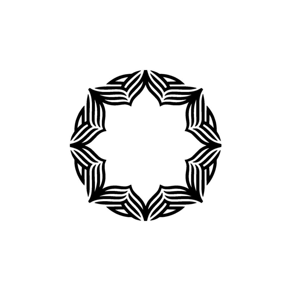 Black and White Geometric Mandala on White Background. vector