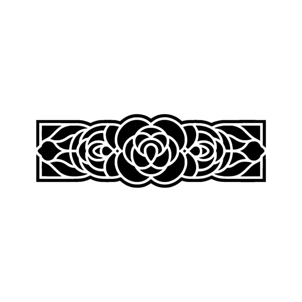 Elegant Rose Border Ornament Black White. vector