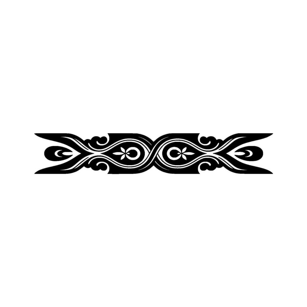 Elegant Black Ornament on White Decorative Element. vector
