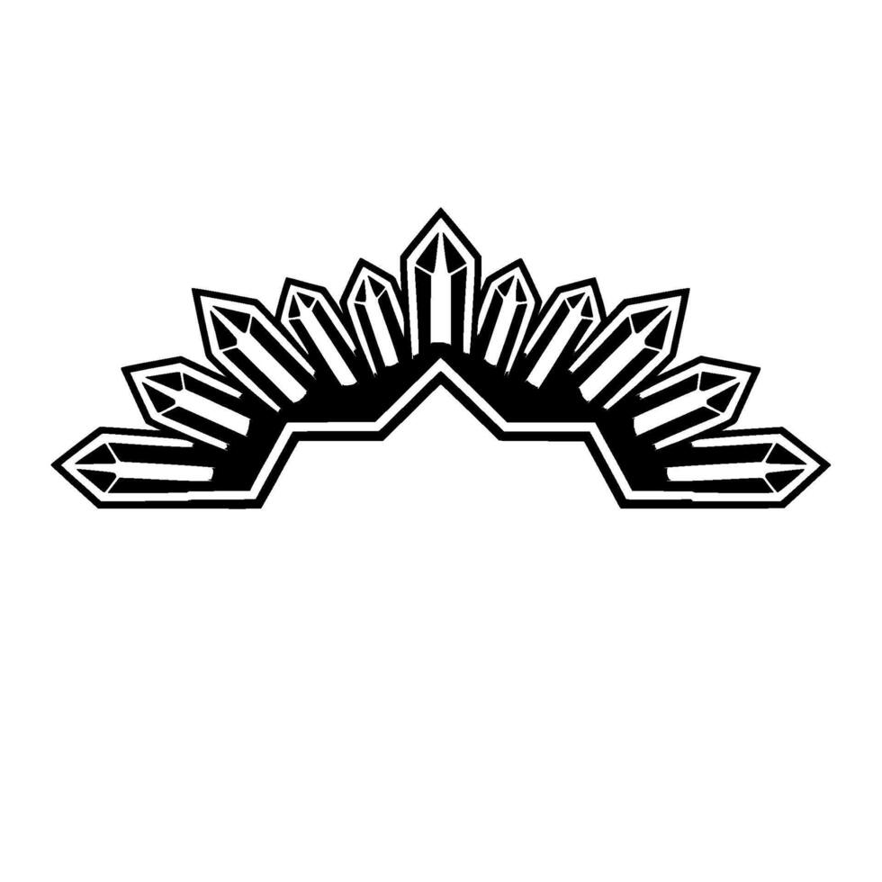 Geometric Crystal Burst Art Deco Style, Black and White, Minimalist. vector