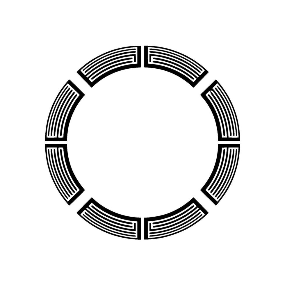 Geometric Segmented Ring Modern Black White. vector