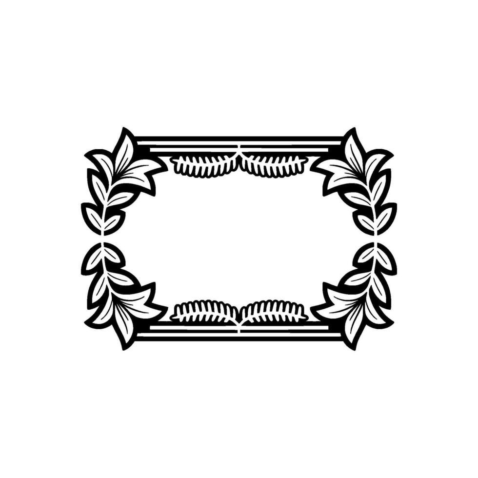 Elegant Floral Frame Silhouette, , Black and White. vector