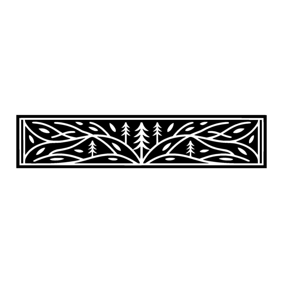 Minimalist Forest Landscape Line Art. vector