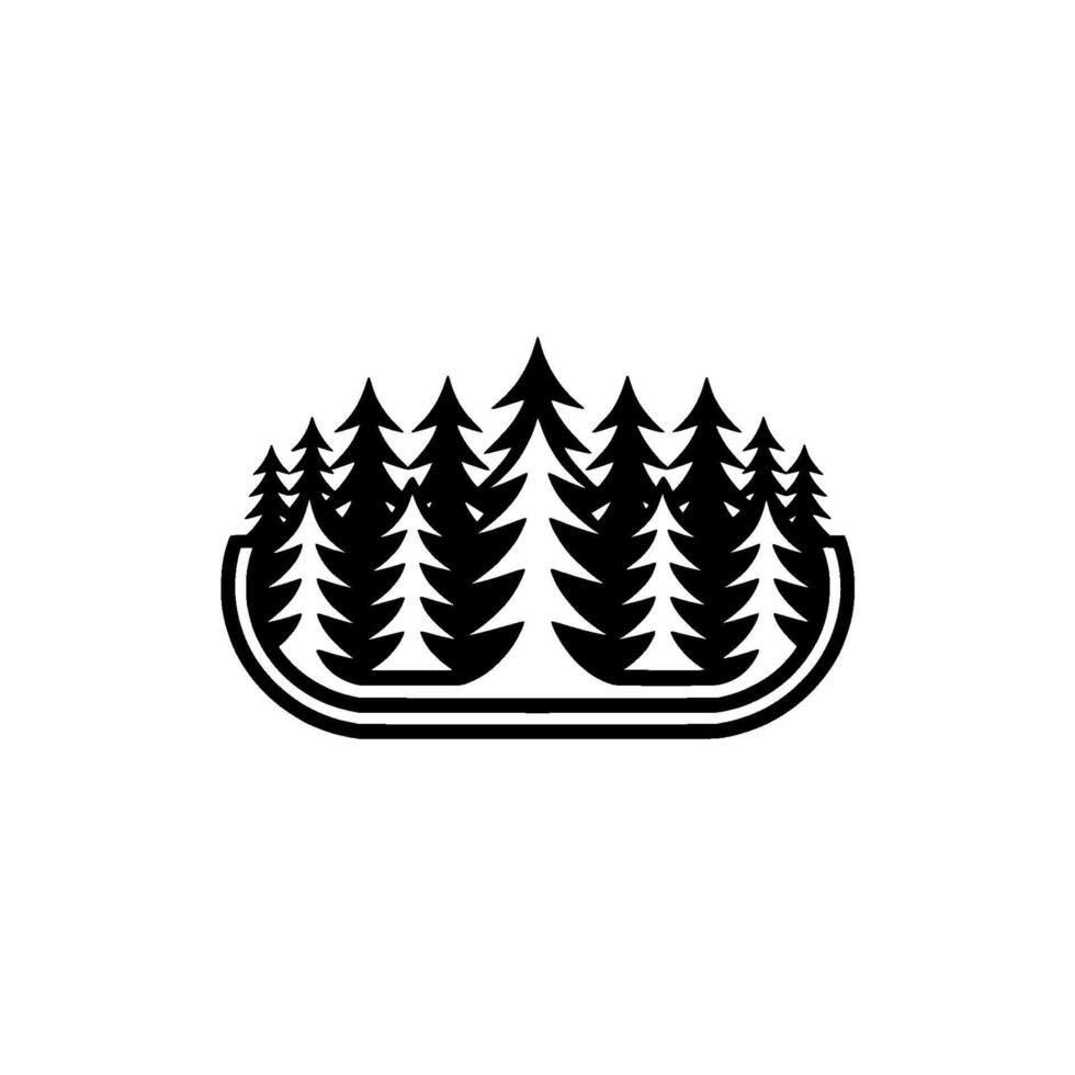 Minimalist Black White Forest , Geometric , Nature Emblem. vector