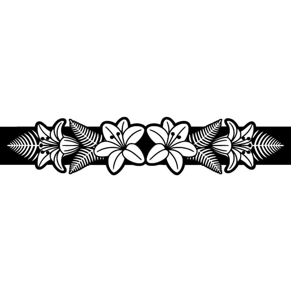 Minimalist Black and White Floral Border. vector