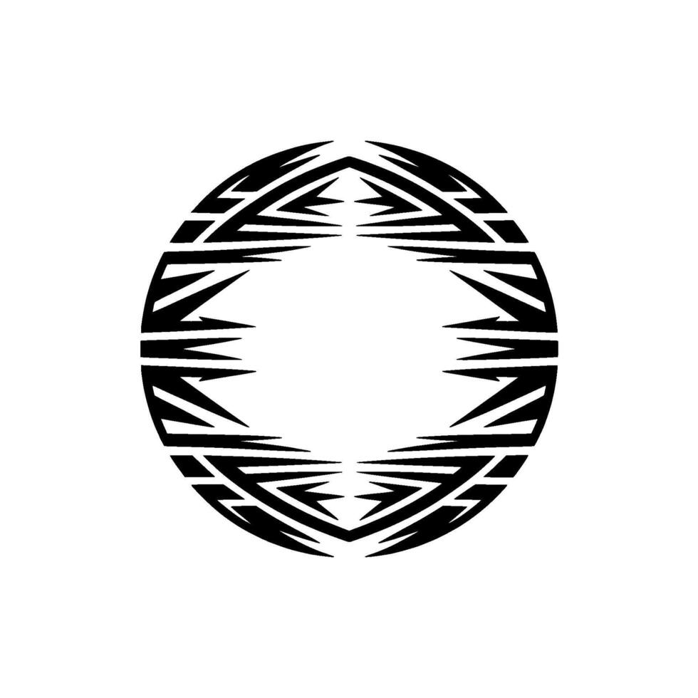 Minimalist Tribal Circle in Black on White. vector