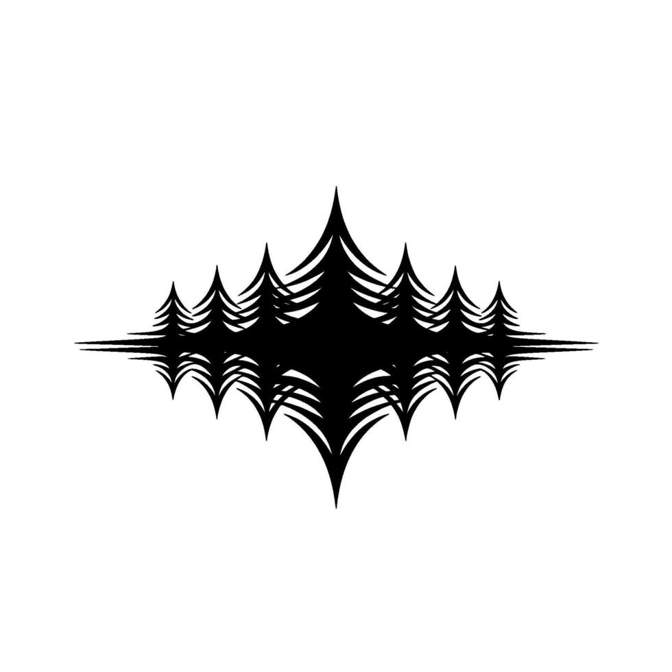 Minimalist Black Forest Silhouettes on White Background. vector