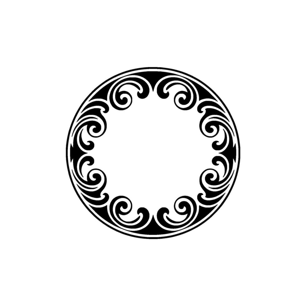 Elegant Black Swirl Border, Circular Ornament, Illustration. vector