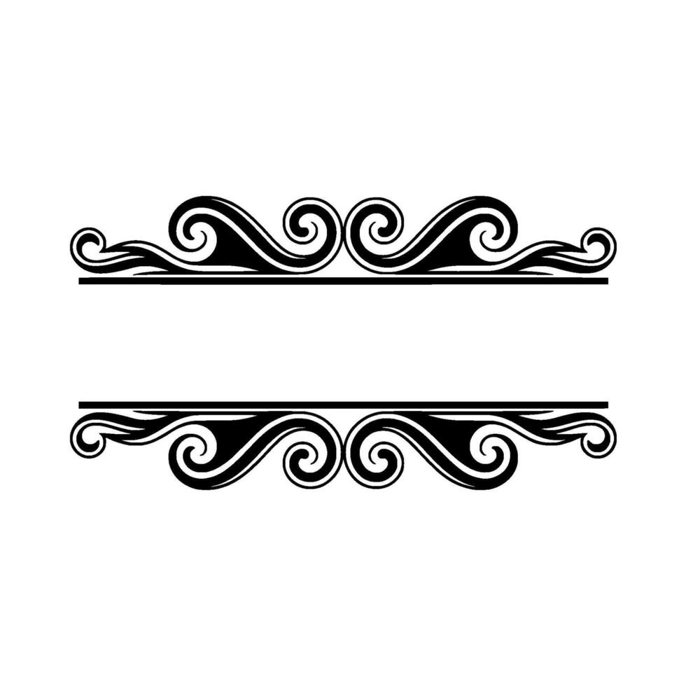 Elegant Black White Decorative Scroll Frame Element. vector