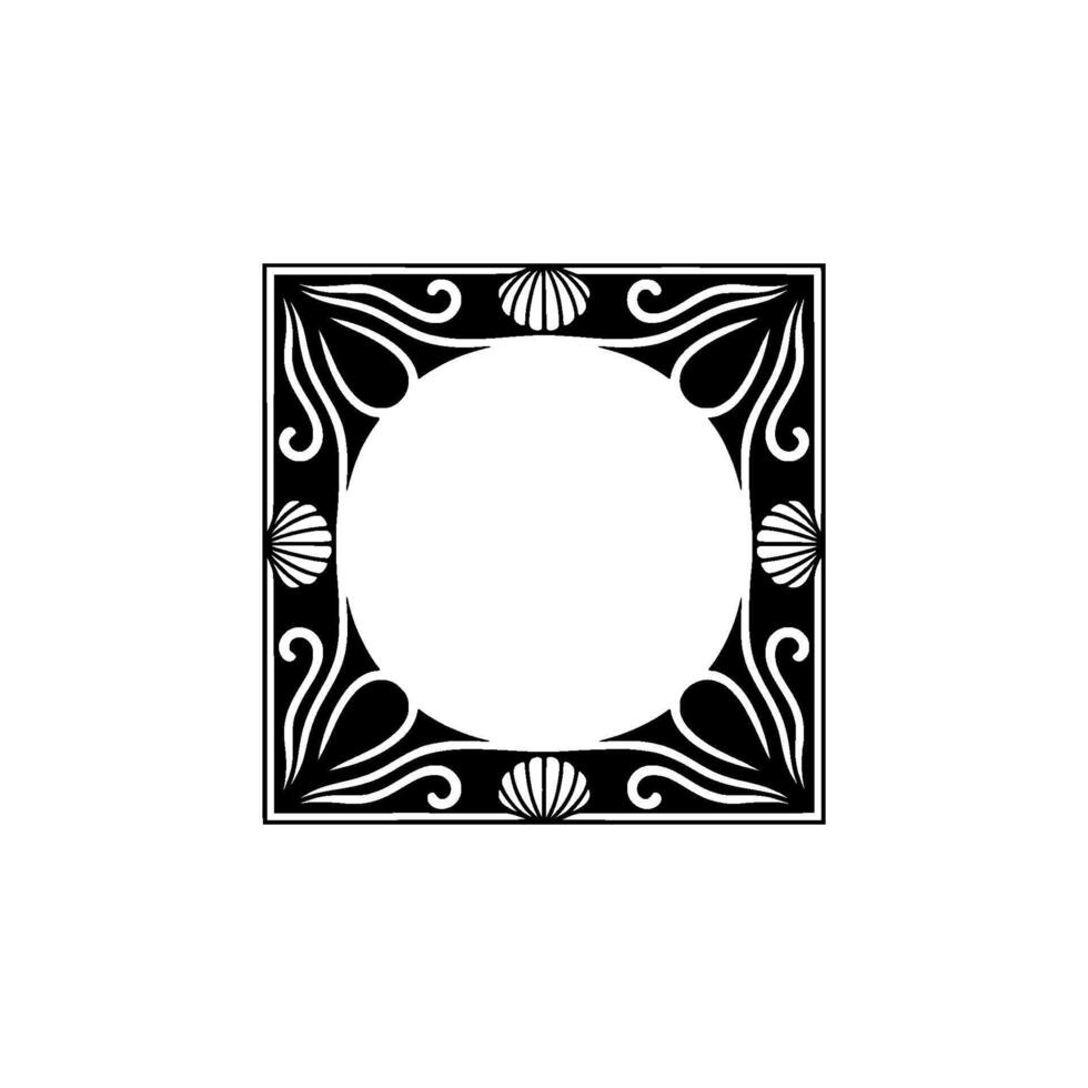 Elegant Art Deco Frame with Seashells, Minimalist. vector
