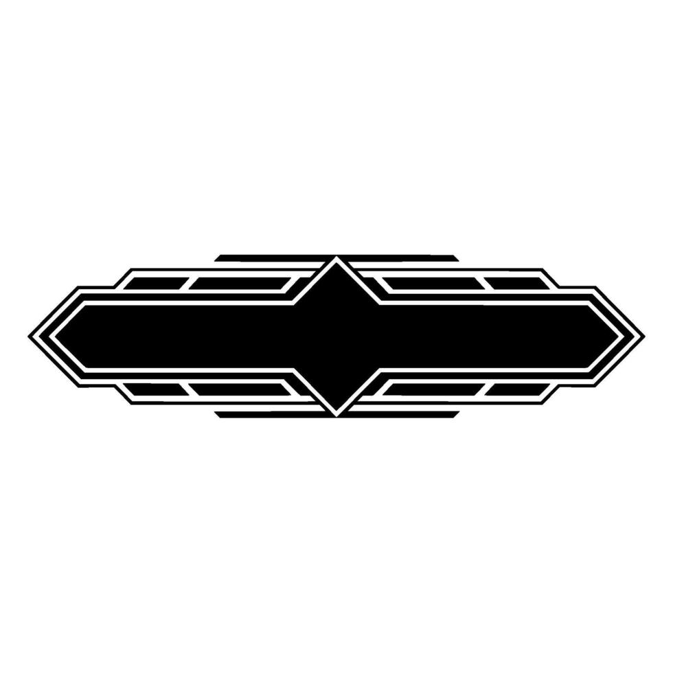 Art Deco Geometric Badge , Black White, Blank Center. vector