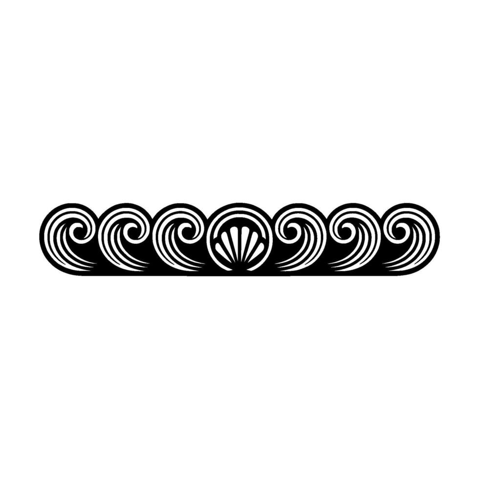 Elegant Black White Wave Pattern Border. vector