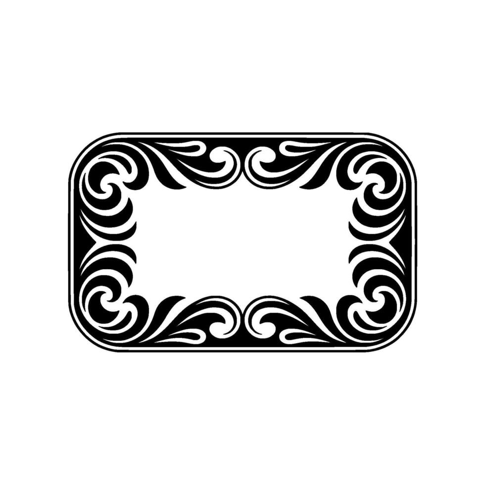 Elegant Black and White Ornamental Frame, Illustration, Decorative. vector