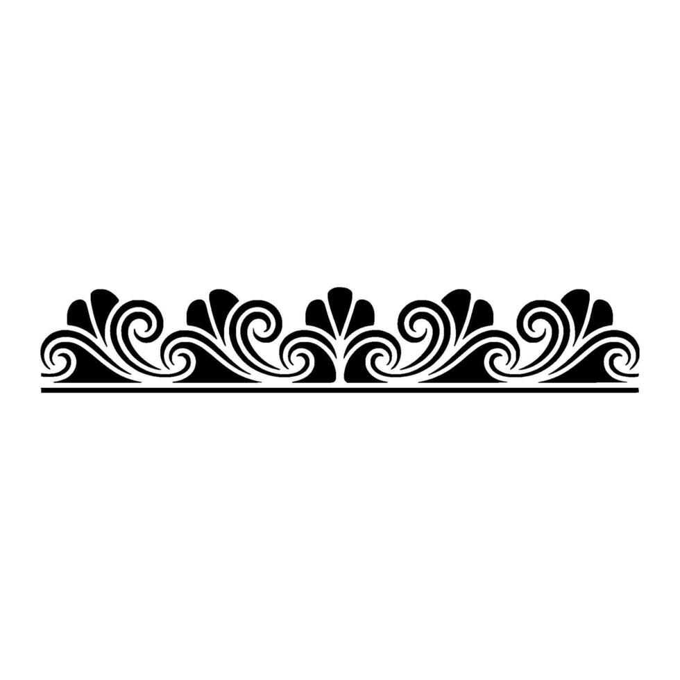 Elegant Black Floral Border Illustration, Decorative Element. vector