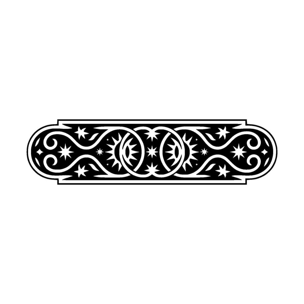 Ornamental Black White Celestial Border. vector