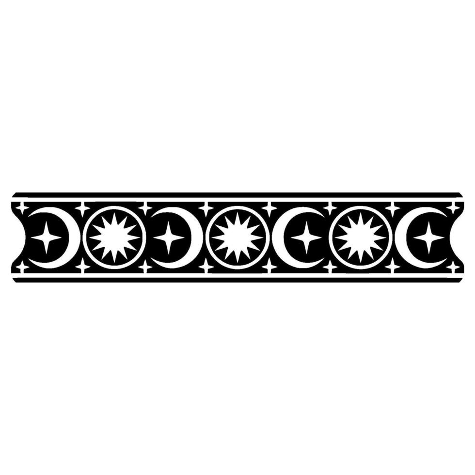 Celestial Border Element Moons and Stars, Black White, Simple. vector