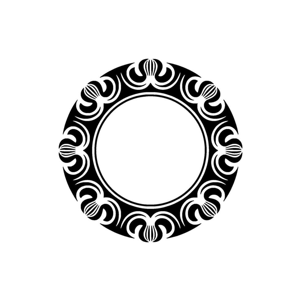 Ornamental Black Circle Frame on White - Elegant Element. vector