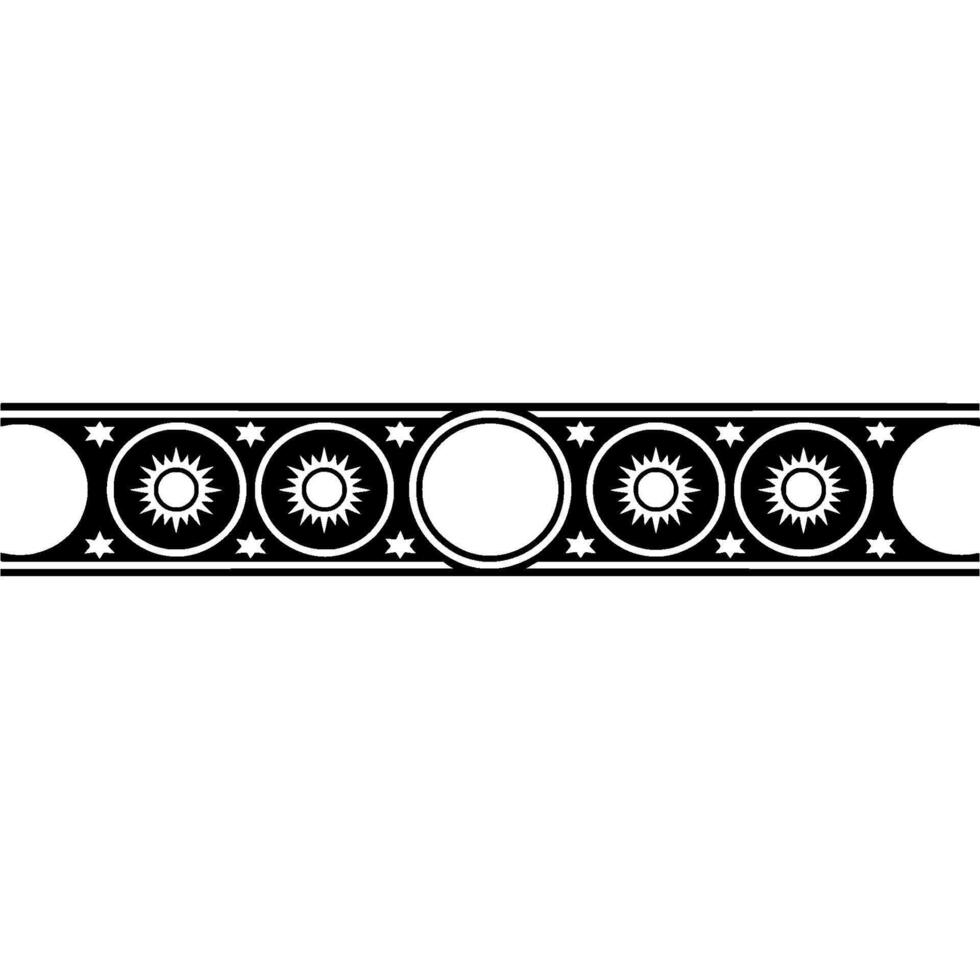 Celestial Black Border on White Background Decorative. vector