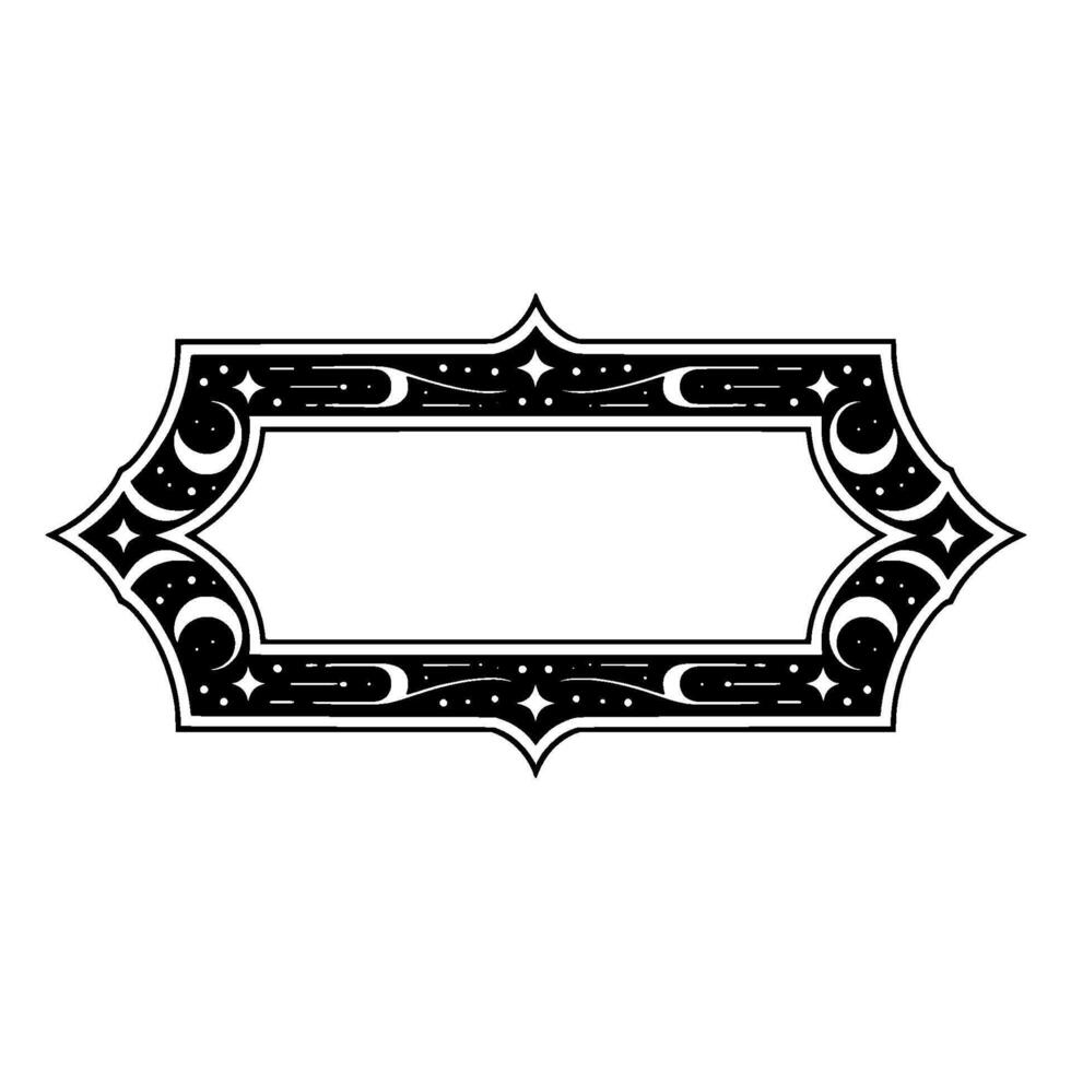 Celestial Ornamental Frame , Black White. vector