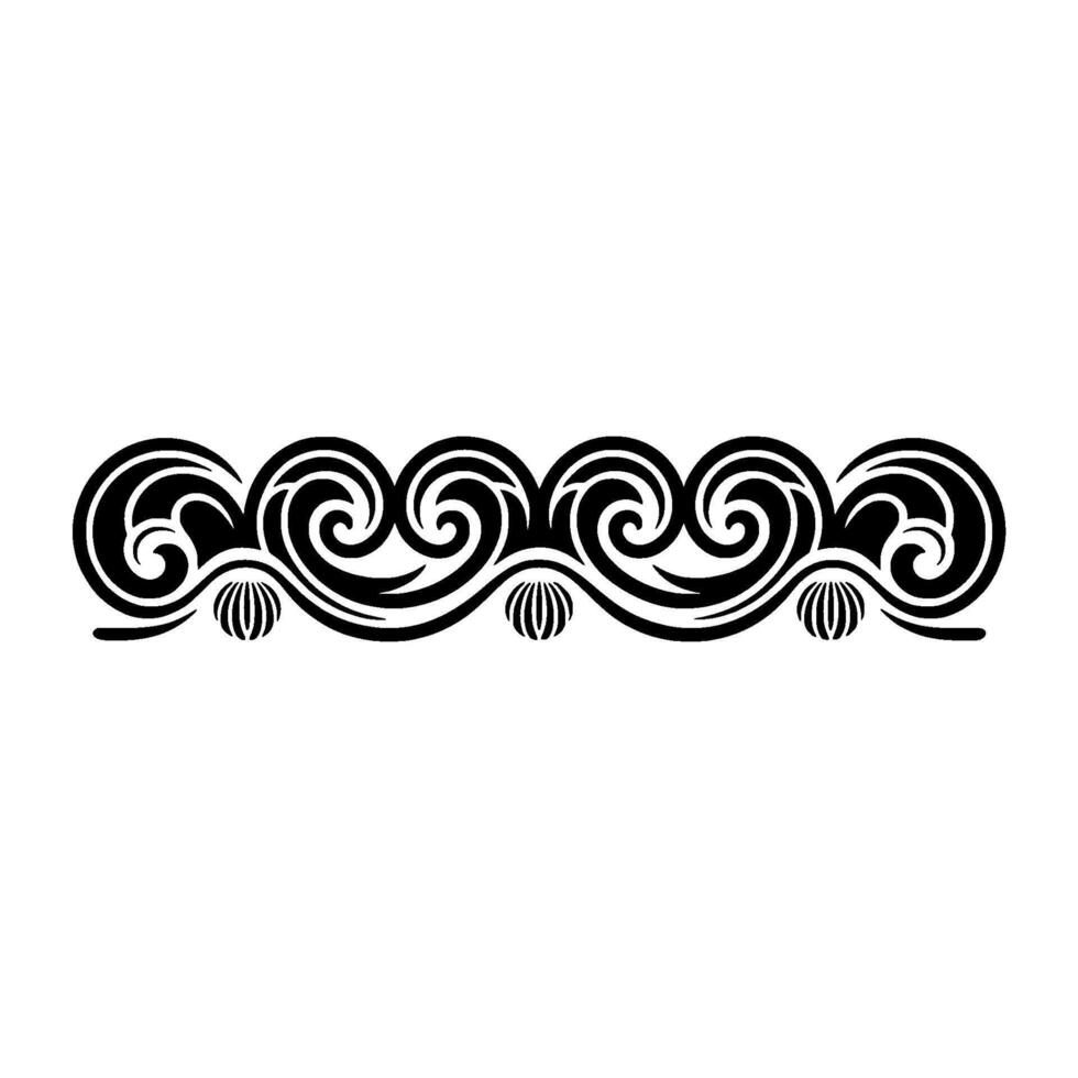 Elegant Black White Swirl Border on White, Decorative. vector