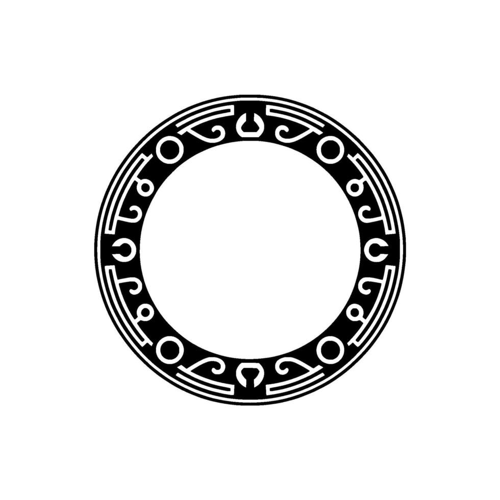Black and White Ornamental Circle on White Background. vector
