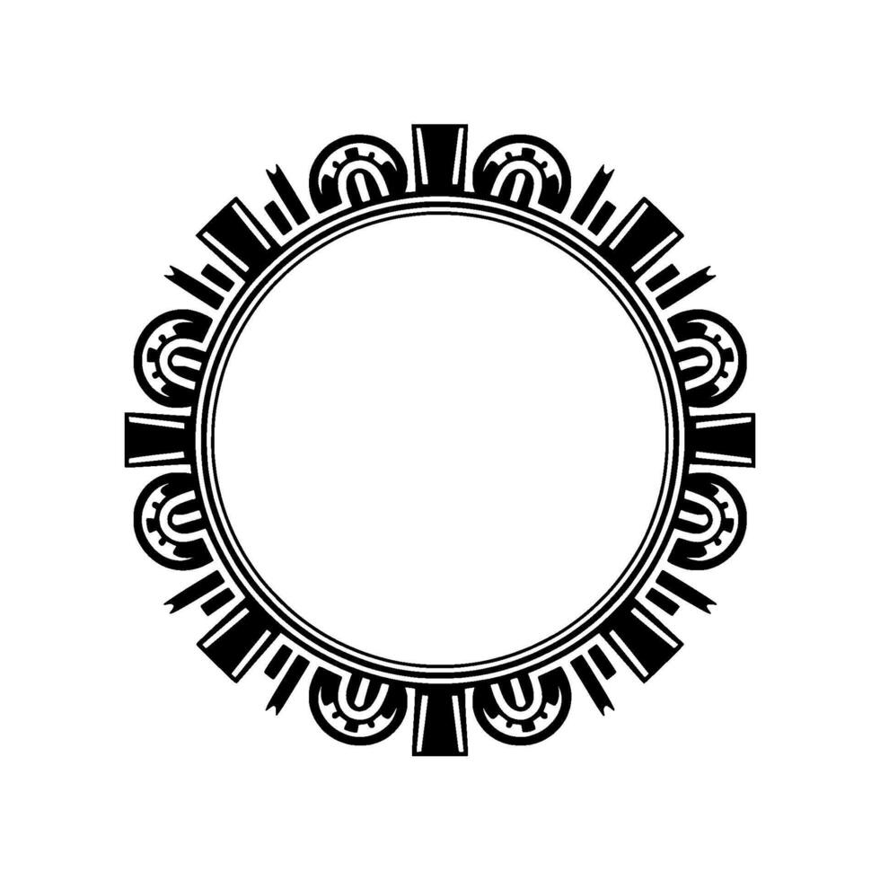 Elegant Art Deco Circle Frame, Black White, Geometric. vector