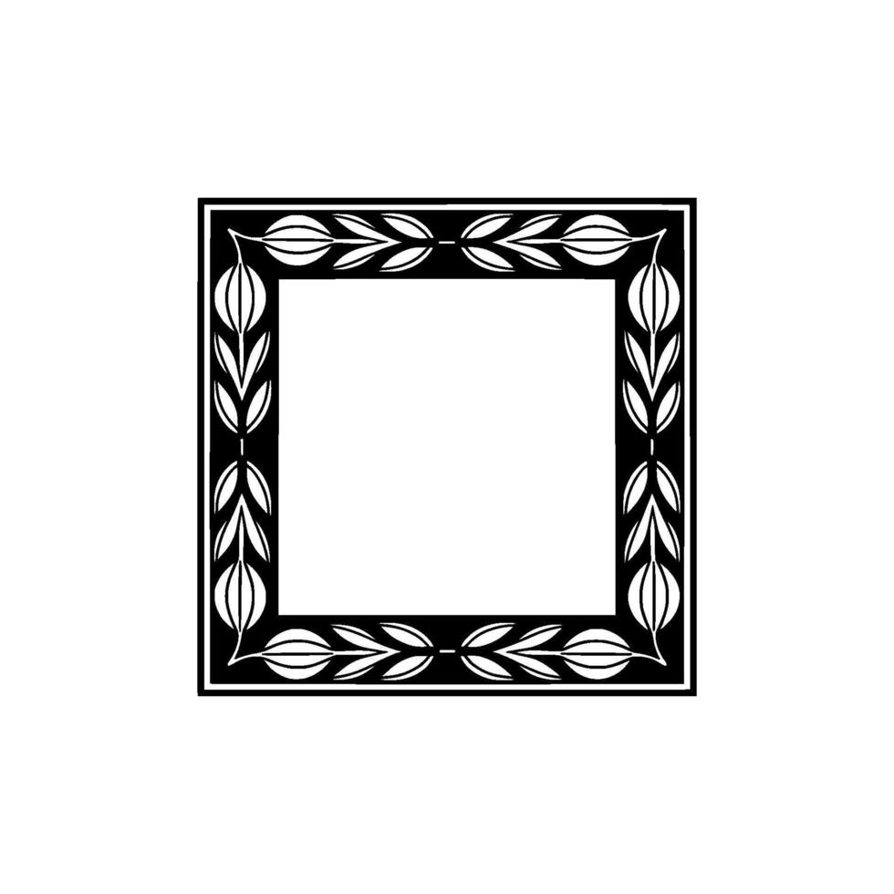 Elegant Black White Floral Frame , Invitation, Wedding. vector