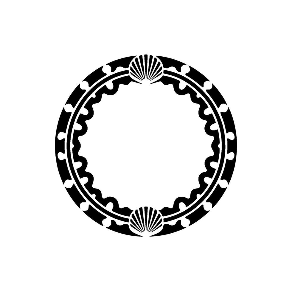 Minimalist Circular Ornament with Shell Details on White Background. vector