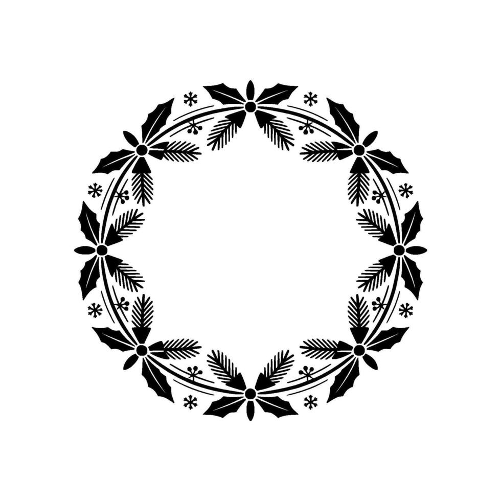 Festive Minimalist Wreath Black, Red, and White Holiday. vector