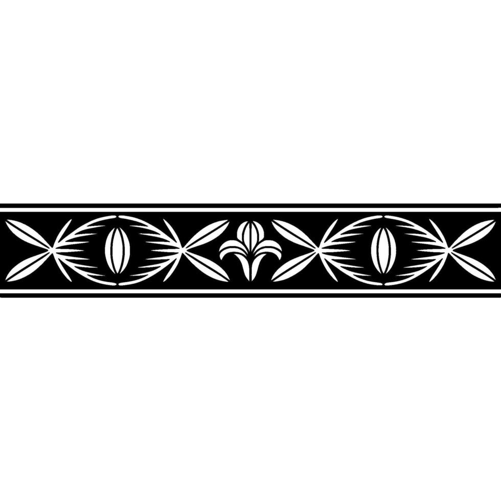 Ornamental Black and White Border , Abstract Floral Pattern. vector