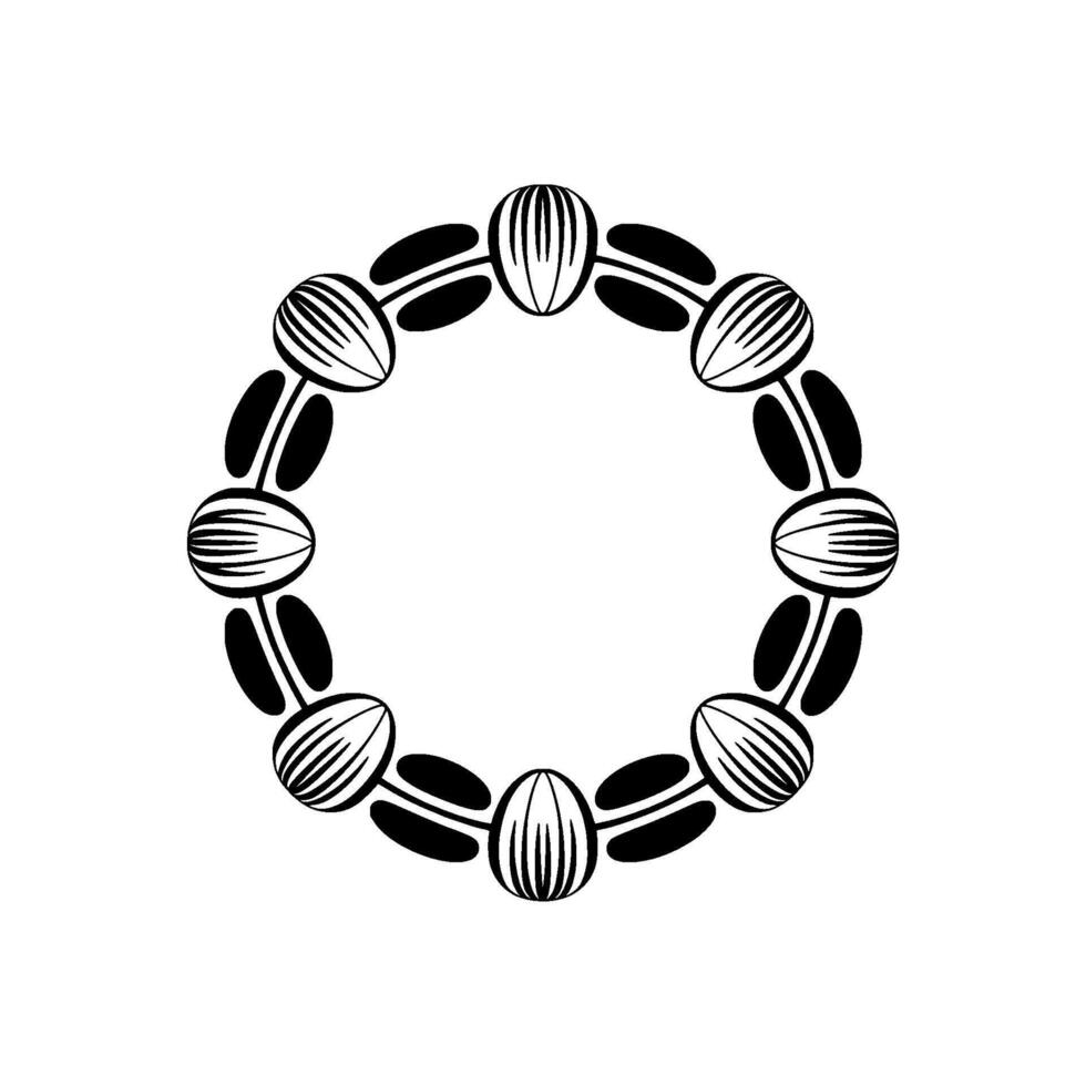 Minimalist Black White Seed Pod Wreath Decorative Element. vector