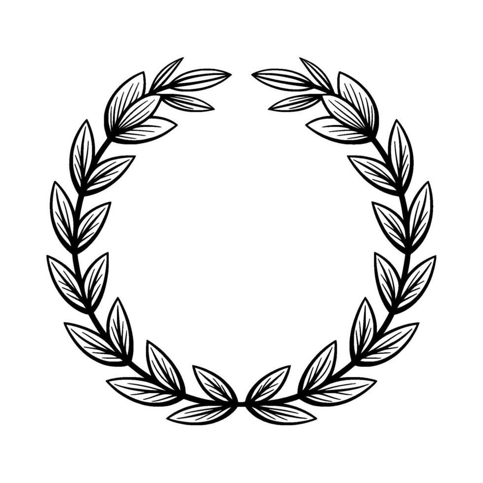 Minimalist Laurel Wreath Illustration on White Background. vector