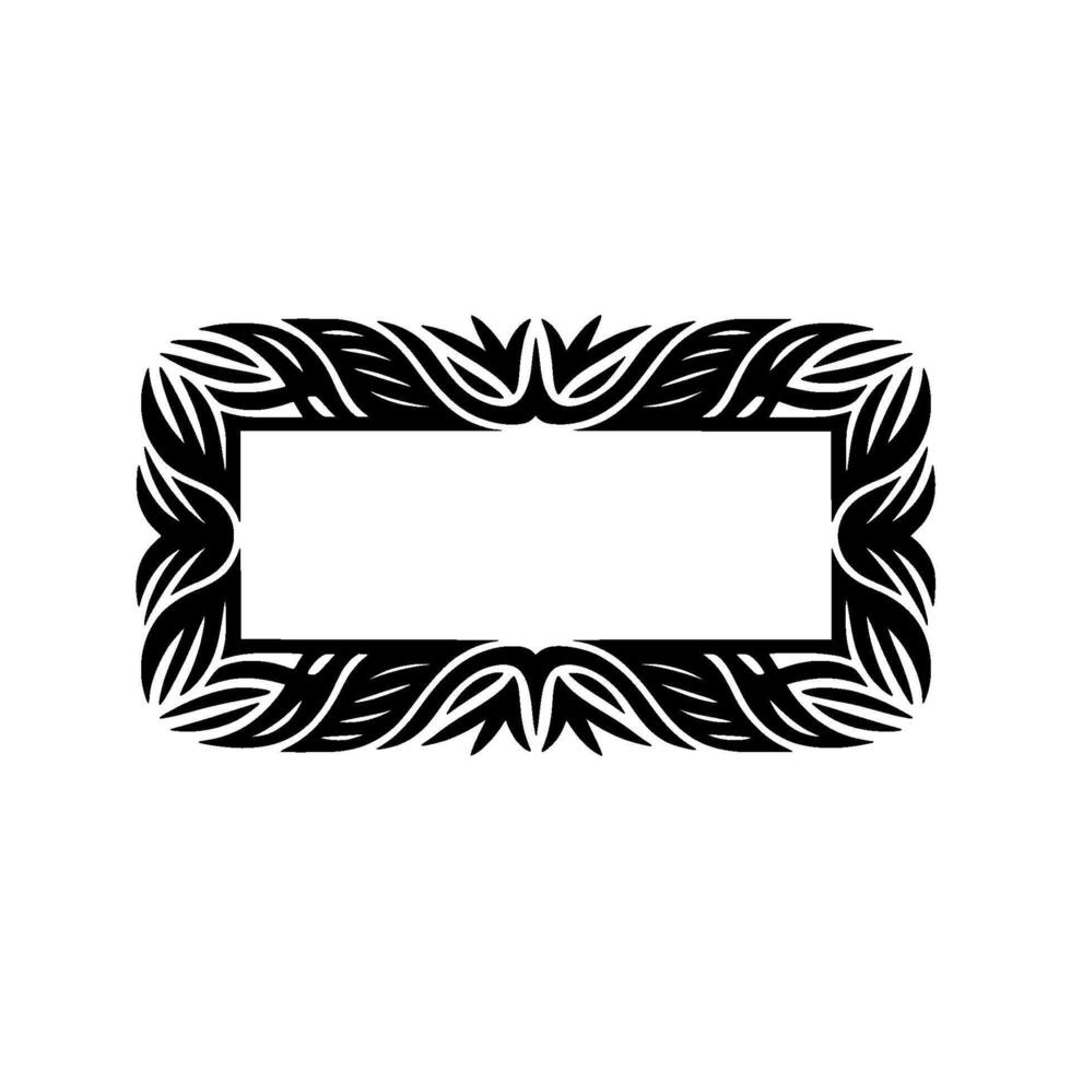 Ornamental Black Rectangular Frame on White Background. vector