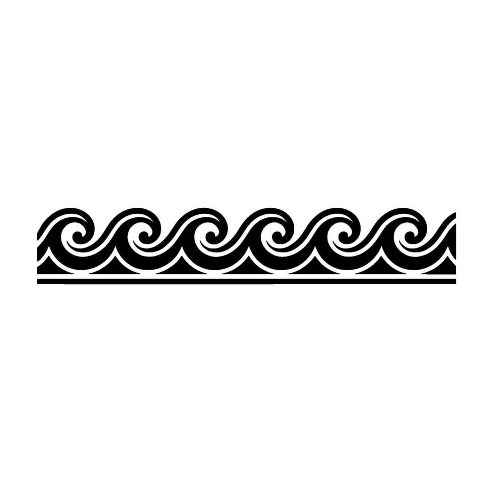 Black and White Wave Border on White Background. vector