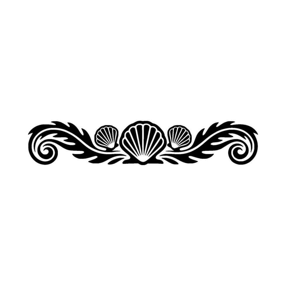 Elegant Black Seashell Ornament, Illustration, Decorative Border. vector