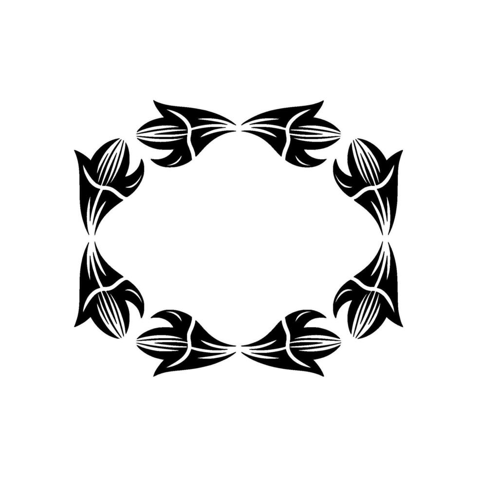 Geometric Floral Frame in Black White, Minimalist. vector