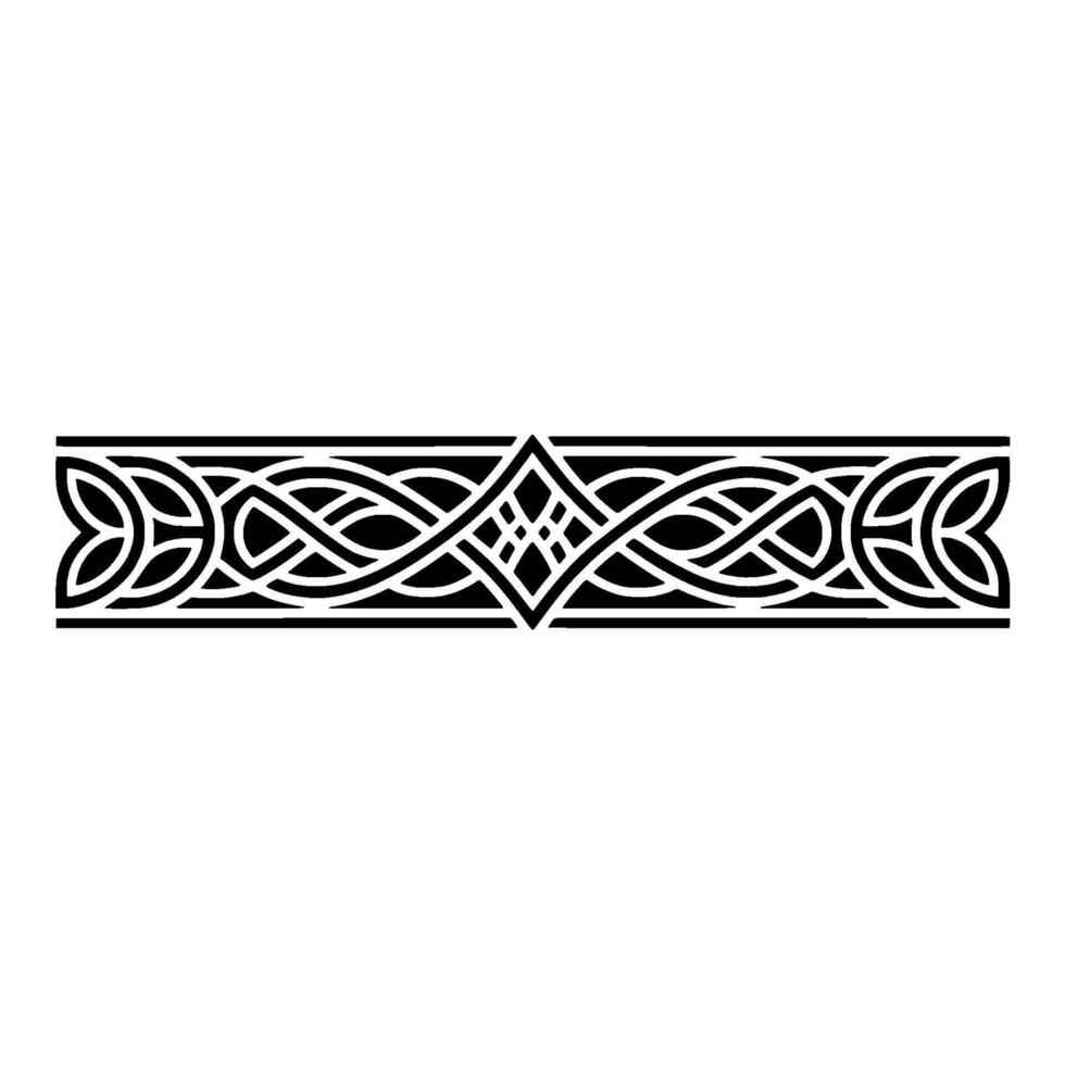 Celtic Knot Border, Black and White, Geometric. vector
