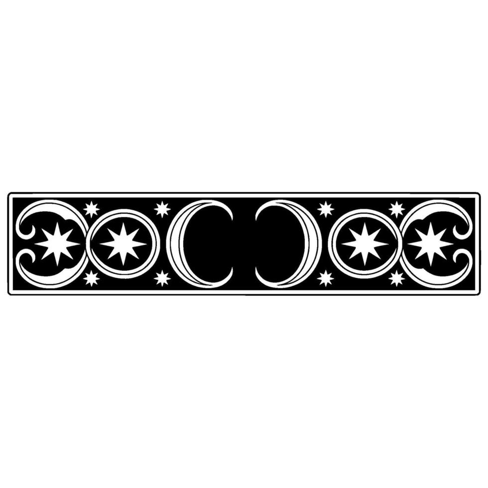 Celestial Border Moon and Star Ornamental Illustration. vector
