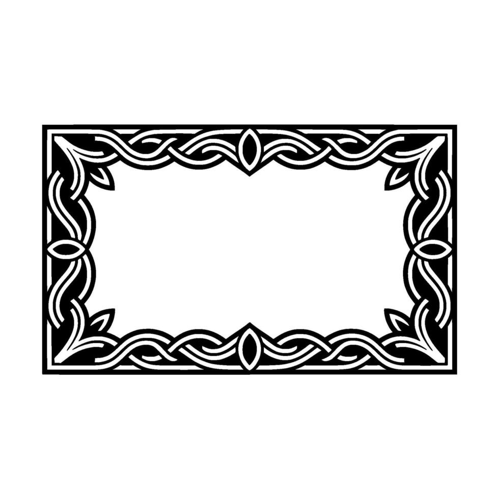 Elegant Celtic Knot Frame, Black and Silver on White, Element. vector