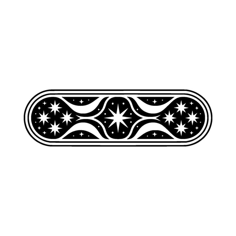 Minimalist Starburst Ornament - Black White Decorative. vector