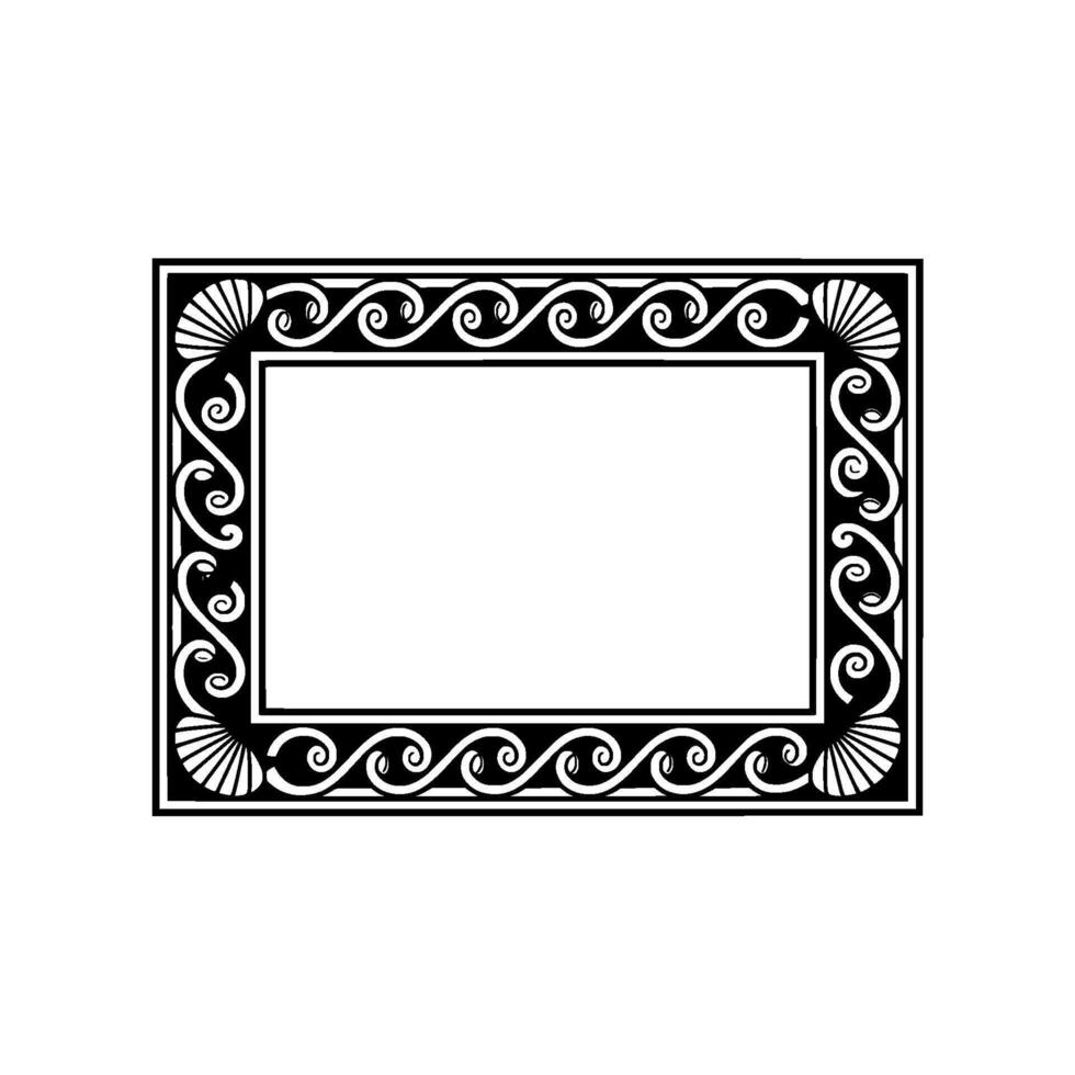 Decorative Black Frame with Swirls and Seashells. vector