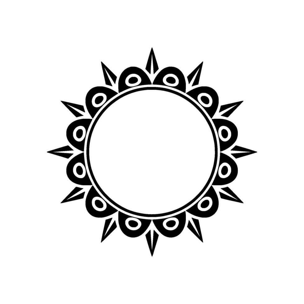 Black Mandala Frame on White, Minimalist Circular , Illustration. vector