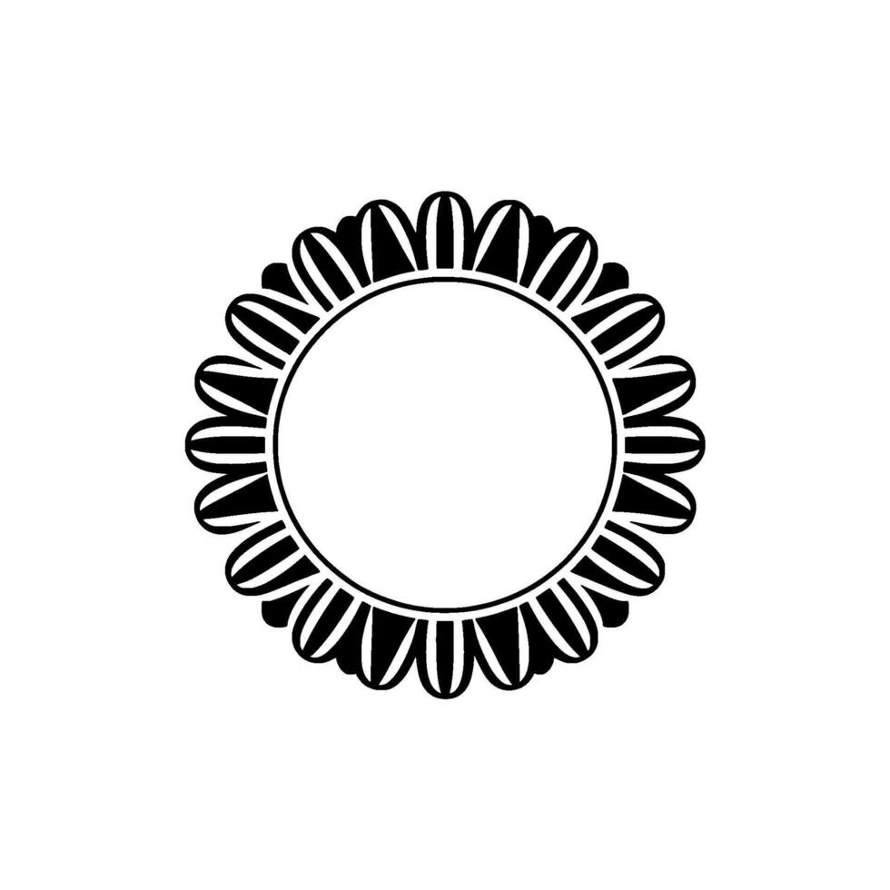 Elegant Black and White Floral Frame , Minimalist Circle. vector